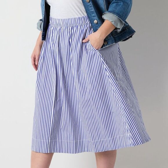 St. John's Bay Sz 1x Plus High Rise Stretch Fabric Midi A-Line Skirt Blue - Picture 1 of 4